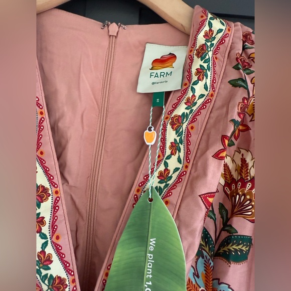 Farm Rio Garden Delight Pink Short Sleeve Maxi Dress • S • NWT - Picture 15 of 17